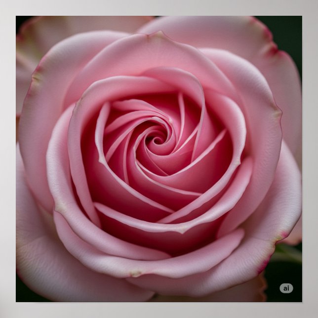 Rosa Rose mit Spiralblättern Poster (Vorne)