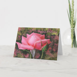 Rosa Rose mit Wasser lässt Geburtstags-Gruß-Karte Karte