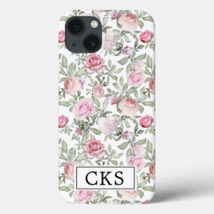Rosa Rose Monogramm Rosenblume Initial Elegant Case-Mate iPhone Hülle