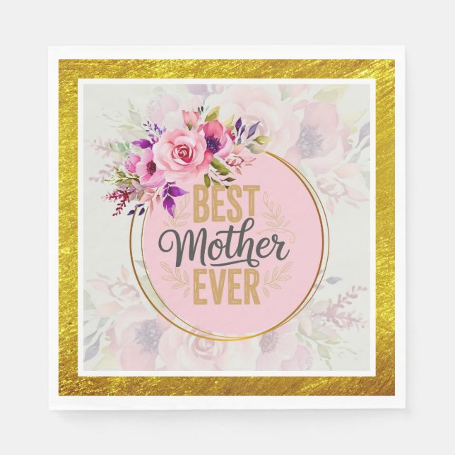 Rosa Rose Muttertag I Beste Mutter überhaupt Serviette (Vorderseite)