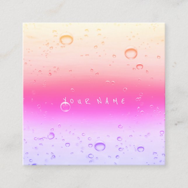 Rosa Rose Ombre Abstrakte Wassermassen Quadratische Visitenkarte (Vorderseite)