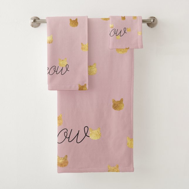 Rosa Rose Ombre Gold Cats Badhandtuch Set (Insitu)