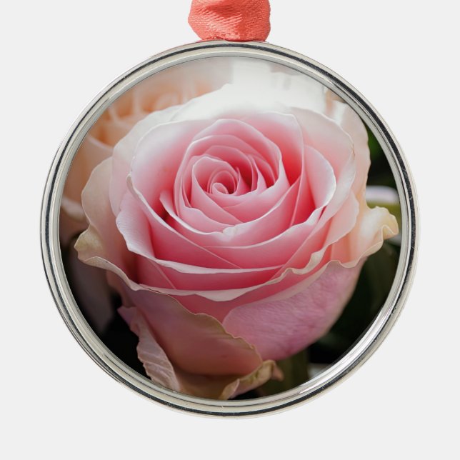 Rosa Rose Ornament Aus Metall (Vorne)