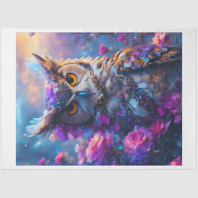 Rosa Rose Owl Seidenpapier (Vorderseite)