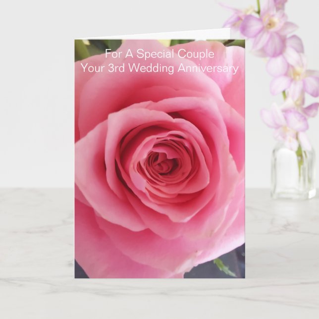 Rosa Rose Personalisiert 3. Hochzeitstag Karte (Orchidee)