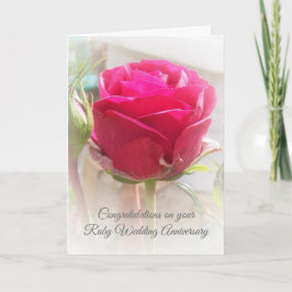 Rosa Rose Personalisiert 40. Hochzeitstag Karte