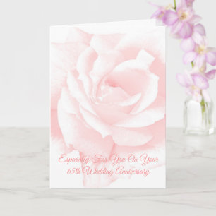 Rosa Rose Personalisiert 65. Hochzeitstag Karte