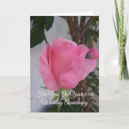Rosa Rose Personalisiert 65. Hochzeitstag Karte