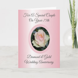 Rosa Rose Personalisiert 75. Hochzeitstag Karte