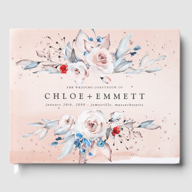 Rosa Rose Personalisiert Gästebuch (Vorderseite)