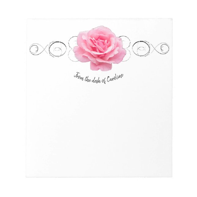 Rosa Rose Personalisiert Notepad Notizblock (Vorderseite)