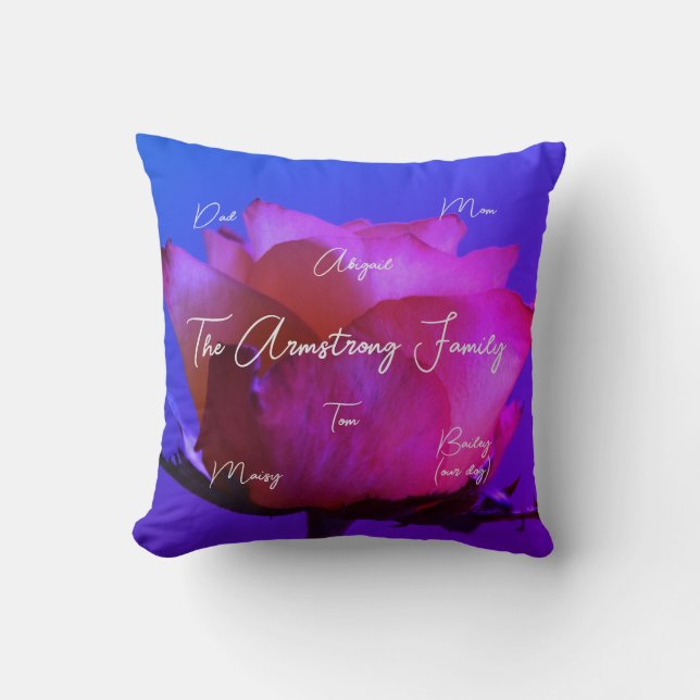 Rosa Rose Personalizable Familienwurfkissen Kissen (Vorderseite)