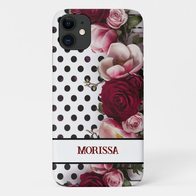 Rosa Rose Polka dots Case-Mate iPhone Hülle (Rückseite)