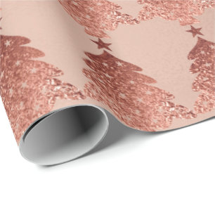 Rosa Rose Powder Gold Blush Weihnachtsbaum Geschenkpapier