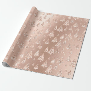 Rosa Rose Powder Gold Glitzer Weihnachtsbaum Geschenkpapier