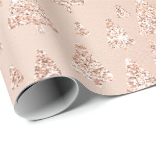 Rosa Rose Powder Gold Glitzer Weihnachtsbaum Lux Geschenkpapier