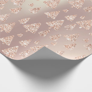 Rosa Rose Powder Gold Glitzer Weihnachtsbaum Metal Geschenkpapier