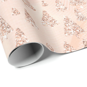 Rosa Rose Powder Gold Glitzer Weihnachtsbaum Rose Geschenkpapier