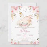 Rosa Rose Prinzessin Swan Geburtstagseinladung
