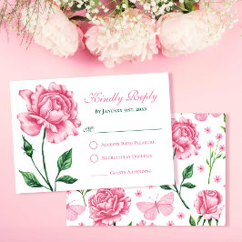 Rosa Rose Quinceañera Response Card RSVP Karte