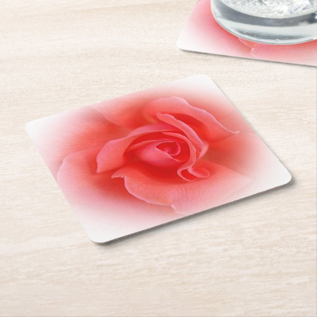 Rosa Rose Rechteckiger Pappuntersetzer (angewinkelt)