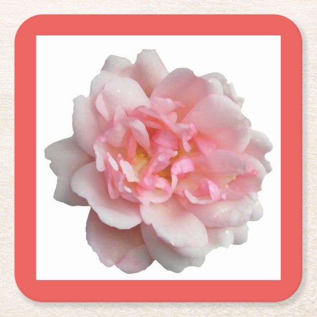 Rosa Rose Rechteckiger Pappuntersetzer (Vorderseite)