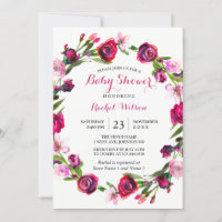 Rosa Rose Romantische Blumen-Baby-Dusche laden ein