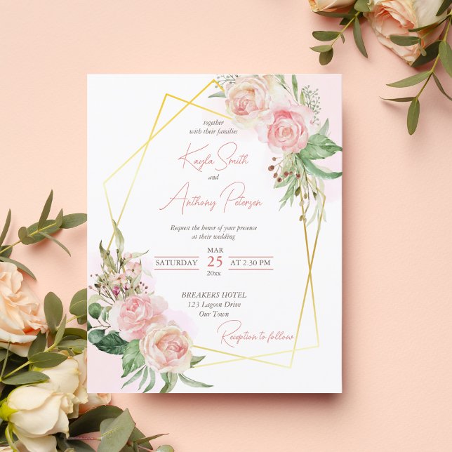Rosa Rose Rosa Blütenhochzeit laden ein (Von Creator hochgeladen)