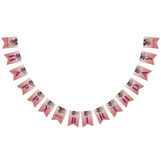 Rosa Rose Rosa lila Blumendesign Wimpelkette (Alle)