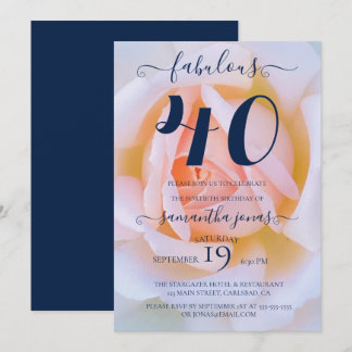 Rosa Rose Rosa Weiß, 40. Geburtstag Party invitati Einladung