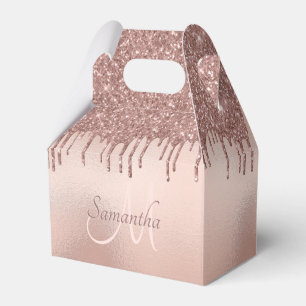 Rosa Rose Rose Gold Glitzer Monogramm Name Geschenkschachtel
