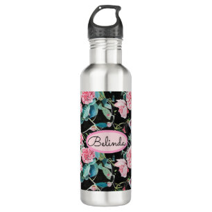 Rosa Rose Rose Vintage Kohlfrauen Edelstahlflasche