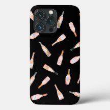 Rosa Rosé-Rose Weinflasche Aquarellbild