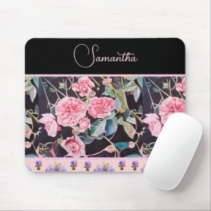 Rosa Rose Rosen Wasserfarbe Vintage Anpassbar Mousepad