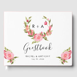 Rosa Rose Rosenblüte Elegante Chic Hochzeit der Bl Gästebuch