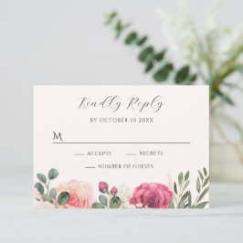 Rosa Rose RSVP Karte