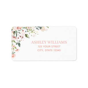 Rosa Rose Rücksendeadresse Wasserfarben Adressaufkleber