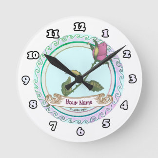 Rosa Rose Runde Wanduhr