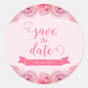 Rosa Rose Save the Date Runder Aufkleber