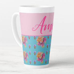 Rosa Rose Shabby Chic Aquamarin Aqua Blume Milchtasse