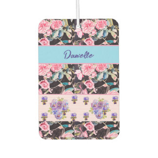 Rosa Rose Shabby Chic Wasserfarben-Rosen Rosa Blau Autolufterfrischer