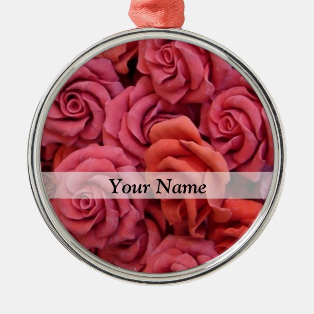 Rosa Rose Silbernes Ornament (Vorne)