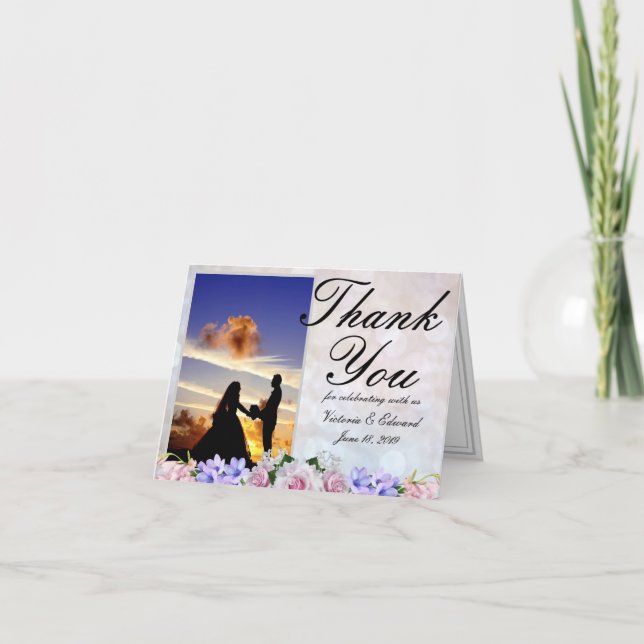 Rosa Rose | Silver Bokeh Vielen Dank für Ihre Hoch Dankeskarte (Vorderseite)