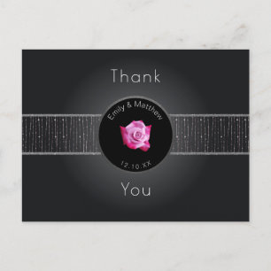Rosa Rose Silver Glow Band Danke Postcard Postkarte