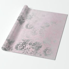Rosa Rose Silver Grau Hütte Grung Damask Geschenkpapier