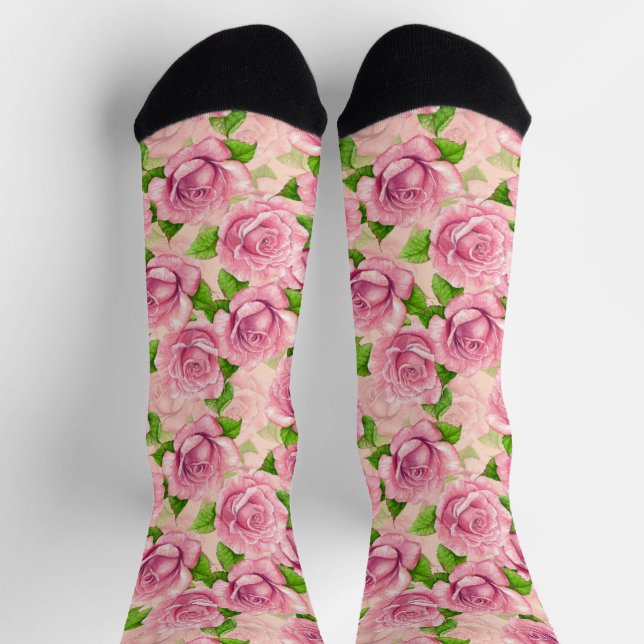 Rosa Rose Socken (Oben)