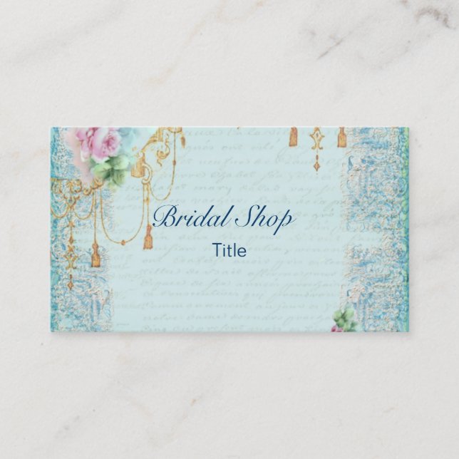 Rosa Rose & Tassels Lace Feminée Viktorianisch Visitenkarte (Vorderseite)