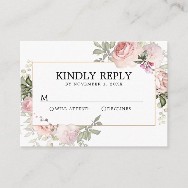 Rosa Rose UAWG Quinceanera Begleitkarte (Vorderseite)