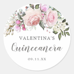 Rosa Rose Umschlag Aufkleber Quinceanera