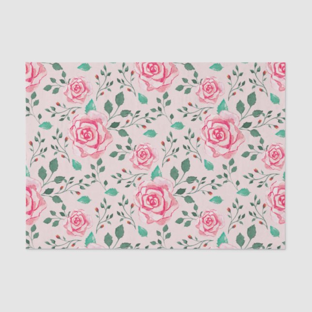 Rosa Rose und Grünflächen | Rosa Seidenpapier (Vorderseite)